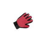 Textile and rubber glove, for brushing pets, red color, right hand